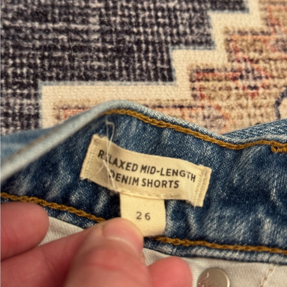 Madewell Relaxed Mid-Length Denim Shorts High-Waist Distressed Hem Women’s 26 - Picture 10 of 13
